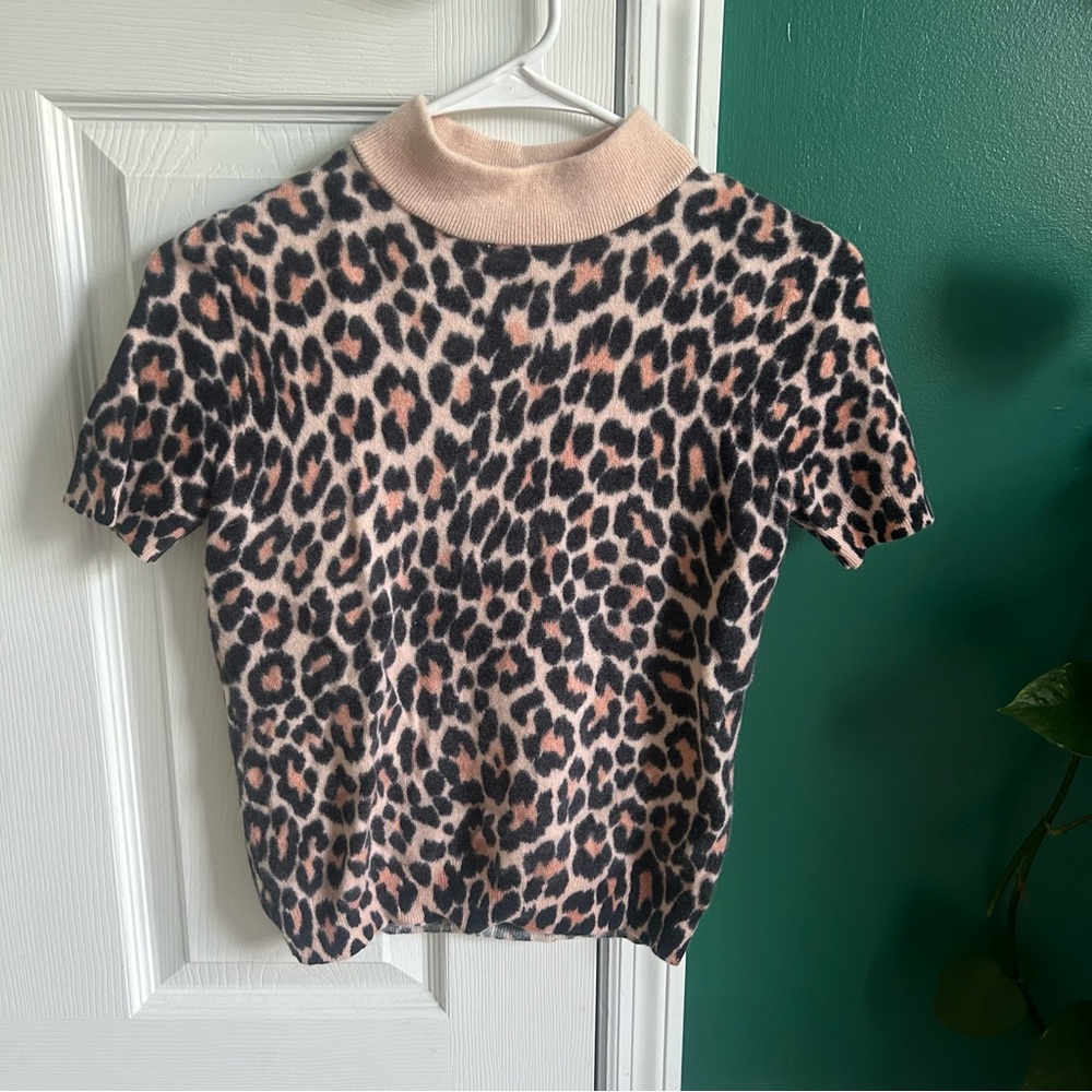Kate Spade Leopard Short Sleeve Sweater